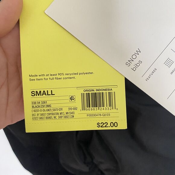 All In Motion Kids Overalls Small Black Bib Wind Water Resistant NEW Skiing Cold - Picture 6 of 7